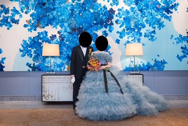 【すみさん専用】YNS WEDDING 青いフリルのウェディングドレス