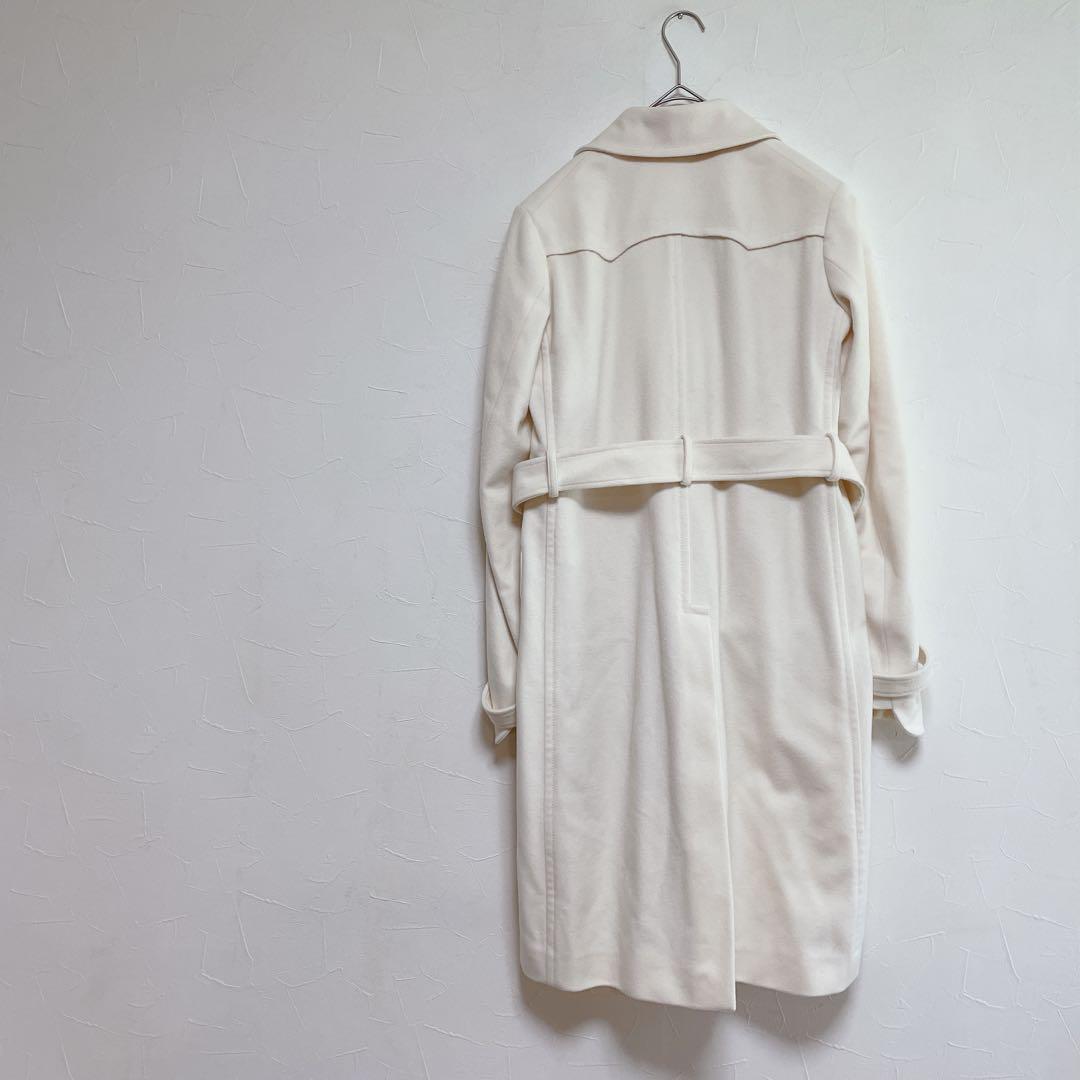 アニオナ　AGNONA 高級　カシミアコートイタリア製　ホワイト　L