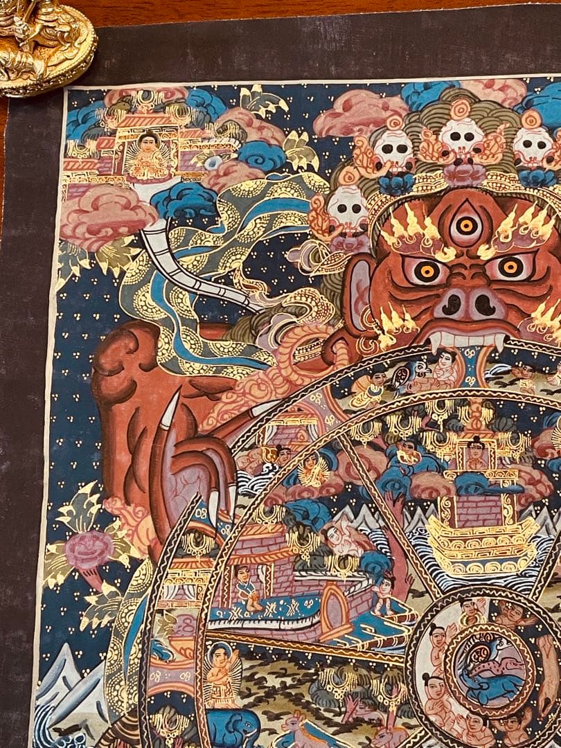 チベット密教 手描き曼荼羅（マンダラ）タンカ【新品・一点物】肉筆画 D3