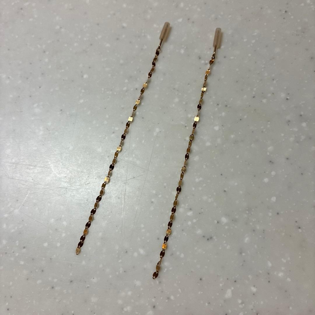 ココシュニック　K10フラワークロスチェーン ロングピアス