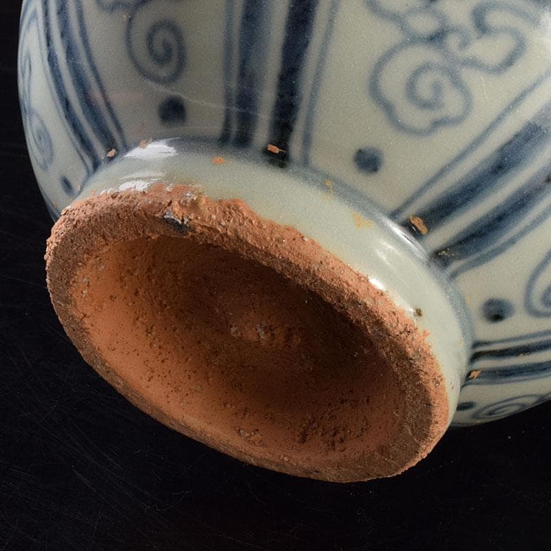 中国　青花　山水人物文　双耳瓶　玉壺春瓶　C　6900