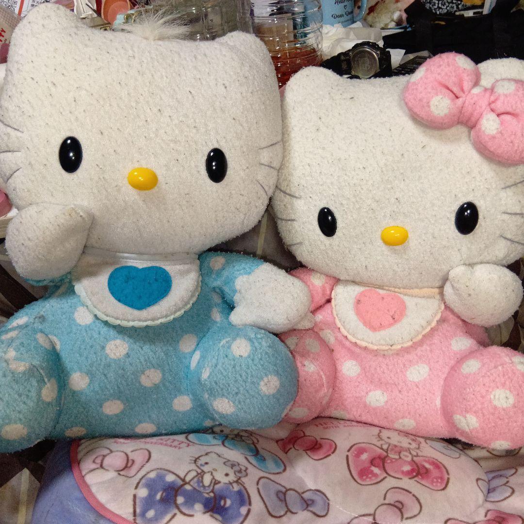 ハローキティとダニエル2004年ベビーぬいぐるみ 水色とピンク