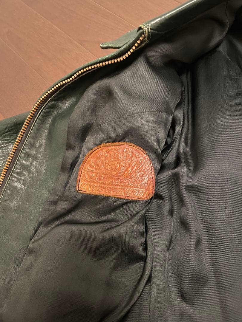 ヴィンテージ70'sレザージャケット glasswater革タグeastwest