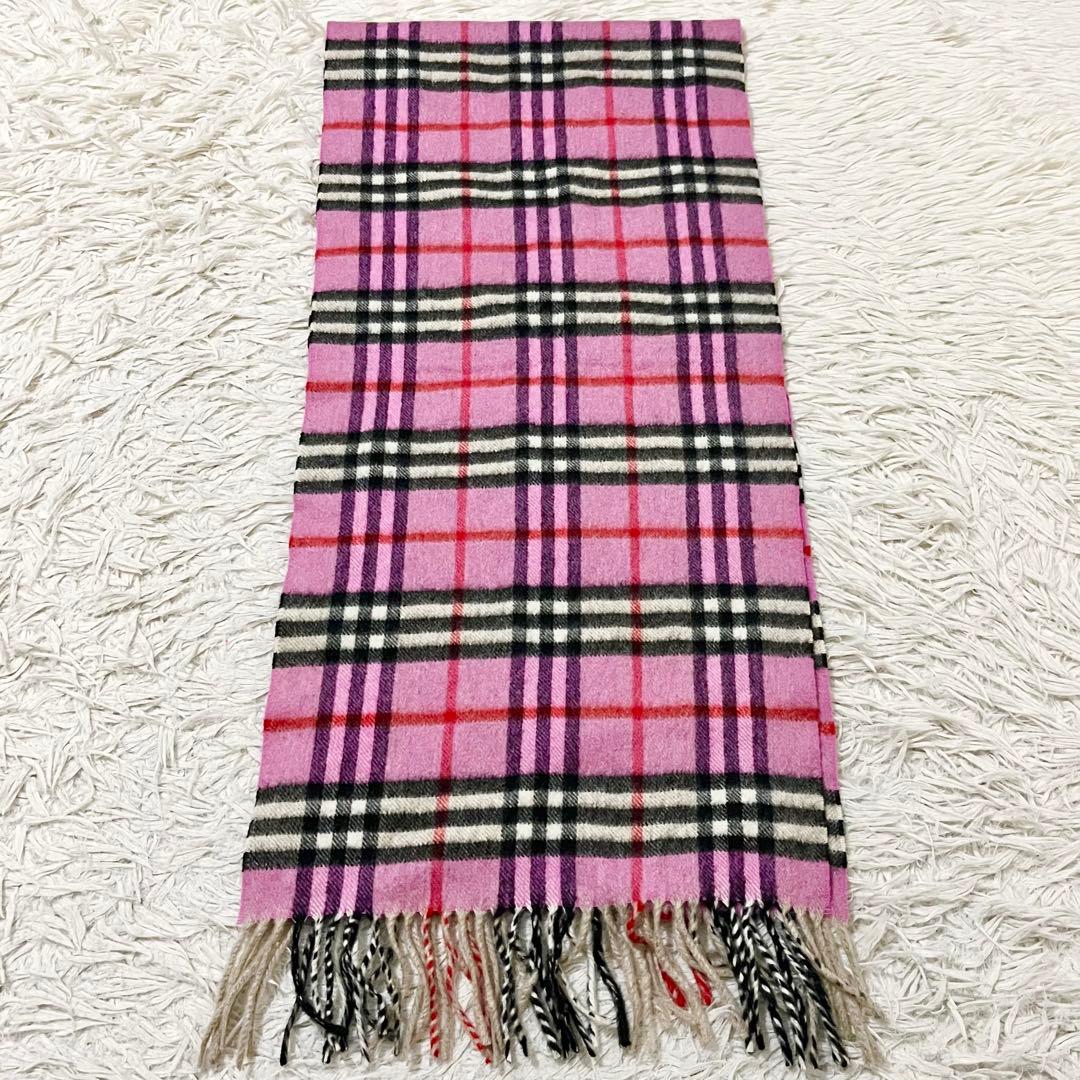 ✨美品✨バーバリーロンドン　マフラー　カシミヤ100%　ノバチェック　ピンク