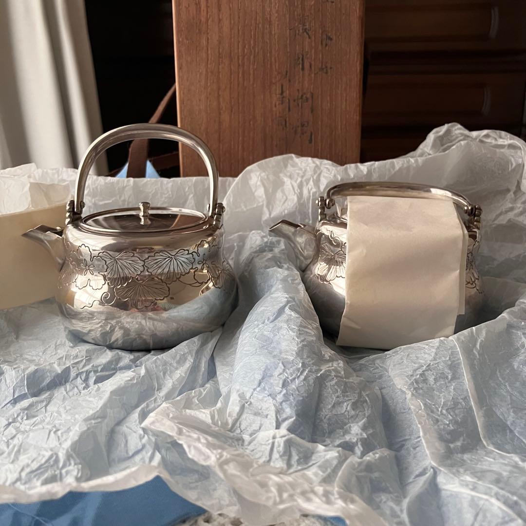 銀製 酒次 酒注 一対 中川浄益 夕顔