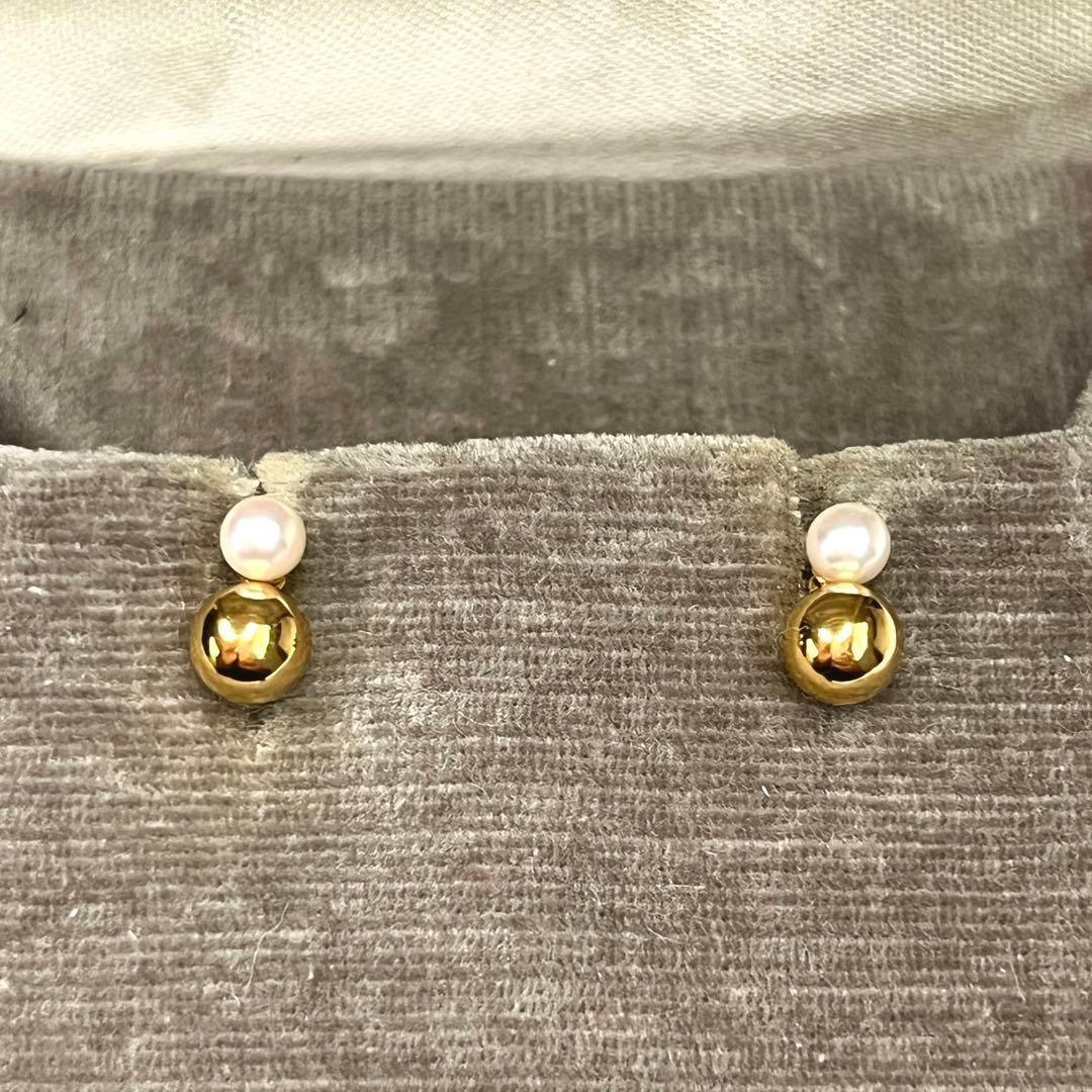 MIKIMOTO ベビーパールピアス　K18 イエローゴールド　ミキモト　箱付