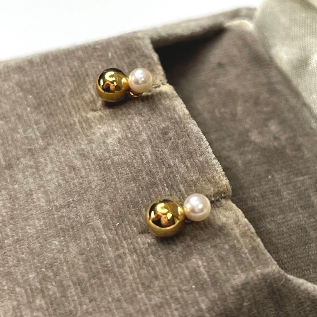 MIKIMOTO ベビーパールピアス　K18 イエローゴールド　ミキモト　箱付