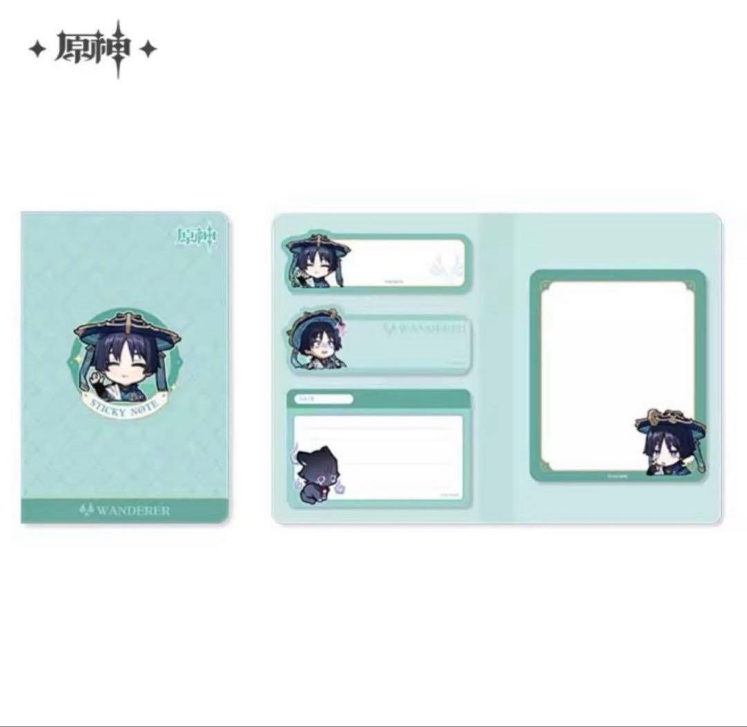 公式正規品　放浪者　4点　原神　缶バッジ　付箋　七聖召喚　雨中嬉楽　立ち絵