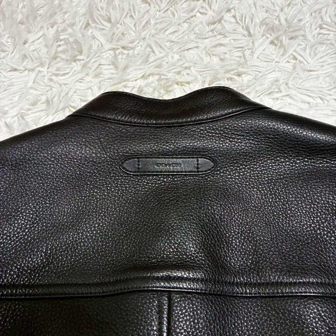 COACH ライダースジャケット　カウレザー　シボ革　M相当　黒　ブラック