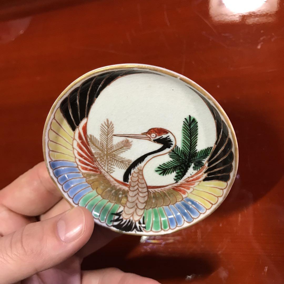 古伊万里色絵豆皿無傷伊万里鶴丸珍品変わり図