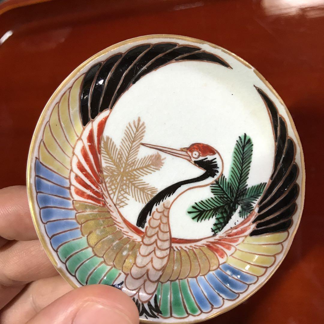 古伊万里色絵豆皿無傷伊万里鶴丸珍品変わり図