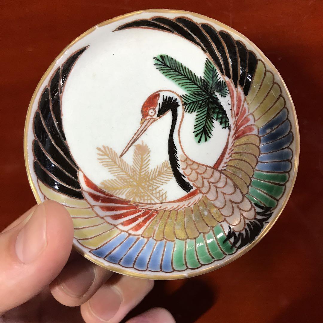 古伊万里色絵豆皿無傷伊万里鶴丸珍品変わり図