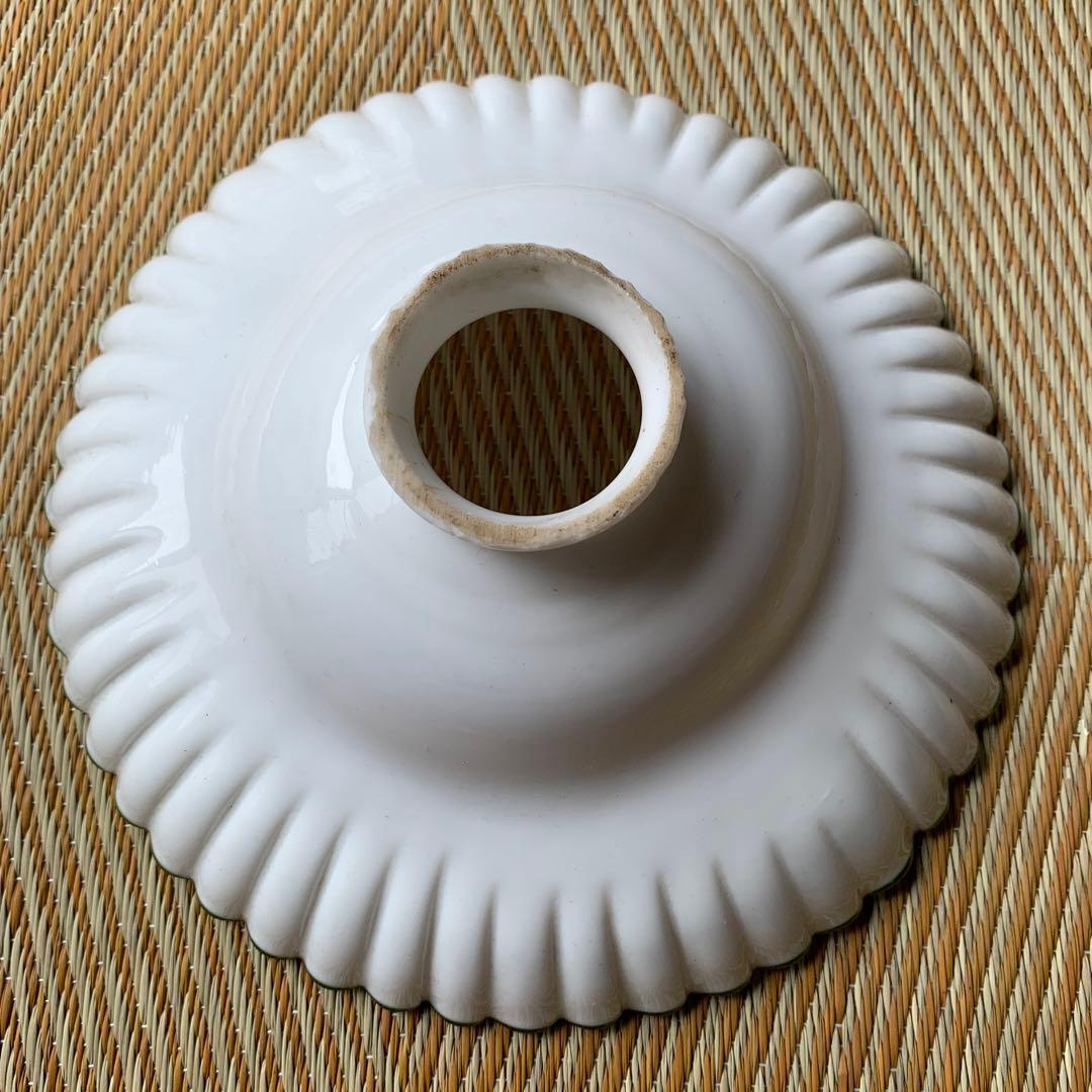 アンティーク 電傘 ガラス グリーン フリル 乳白色 ランプシェード
