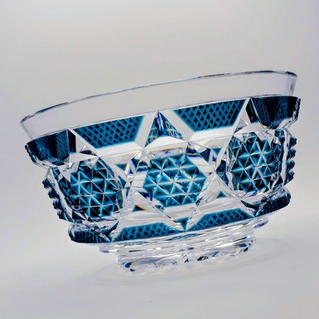 復刻 薩摩切子　藍色 切子 向付鉢　　　　【 希少作品 】