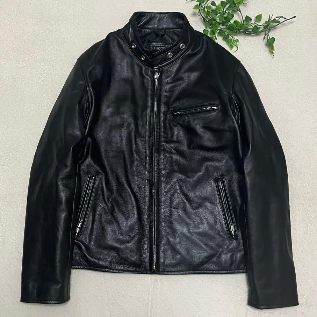 ホーンワークス　シングル　ライダース　ジャケット　ブラック　レザー　XL