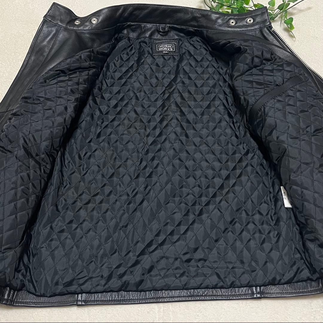 ホーンワークス　シングル　ライダース　ジャケット　ブラック　レザー　XL