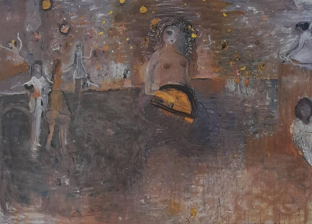 織田廣喜、「天の川」、希少画集の額装画、人気作品