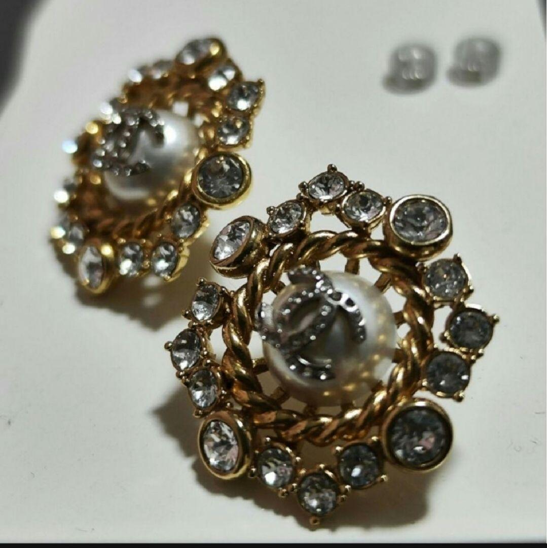 激レアシャネル CHANEL ピアス ココマーク パール　ラインストーン