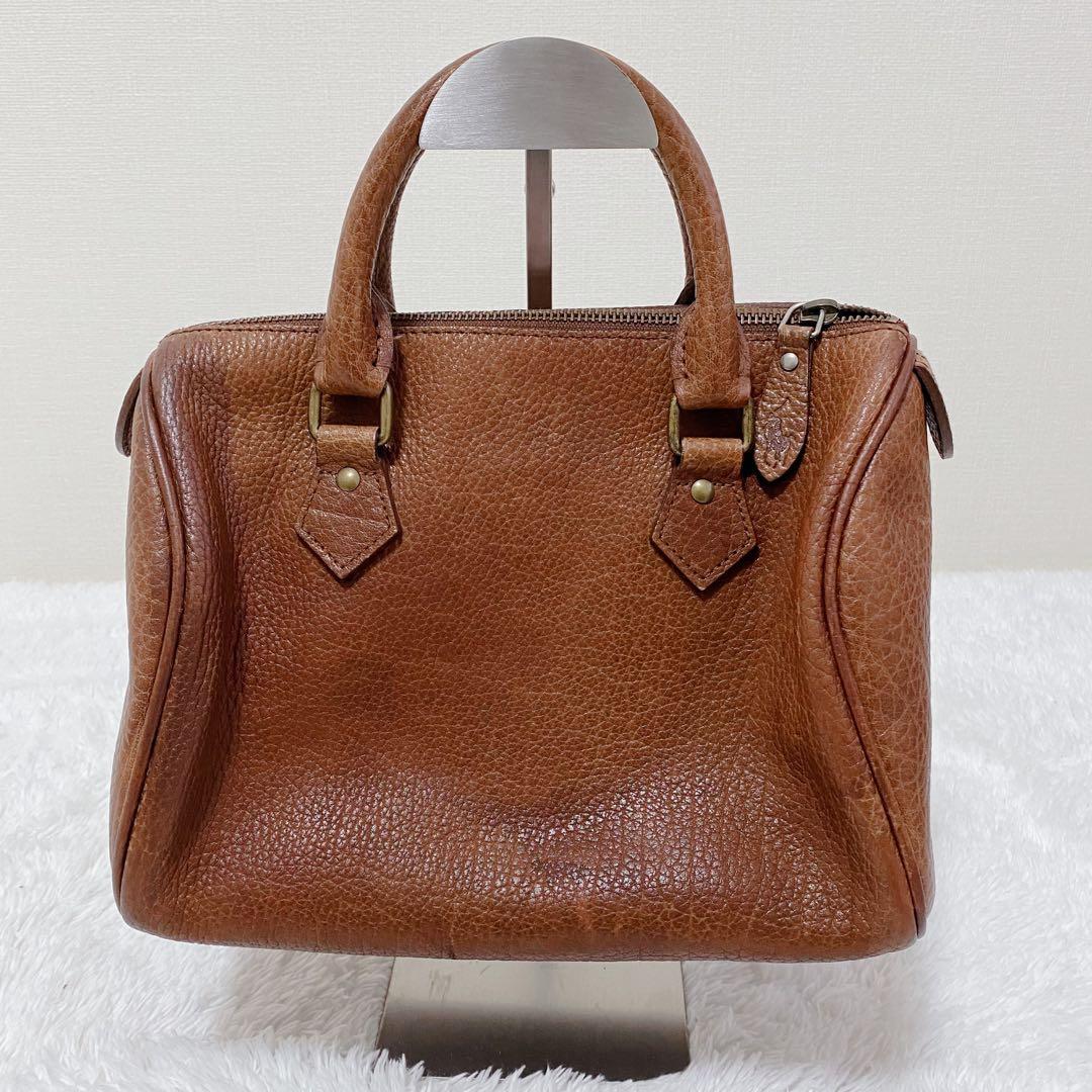 ポロラルフローレン ミニボストンバッグ　ハンドバッグ レザー 本革