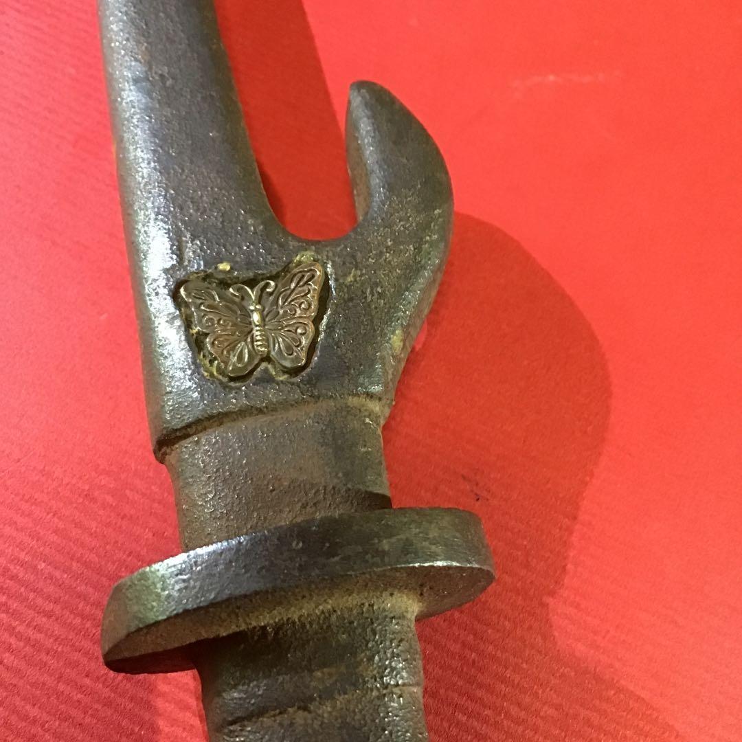 鐵地　十手　兜割　蝶象嵌