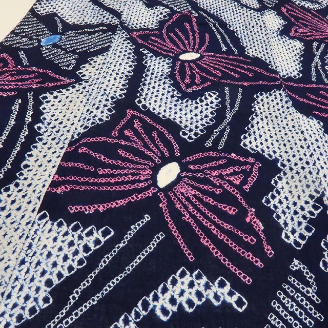 あきちゃん✺美品未着用 有松鳴海絞り 蝶 綿 高級浴衣 着物 A2172