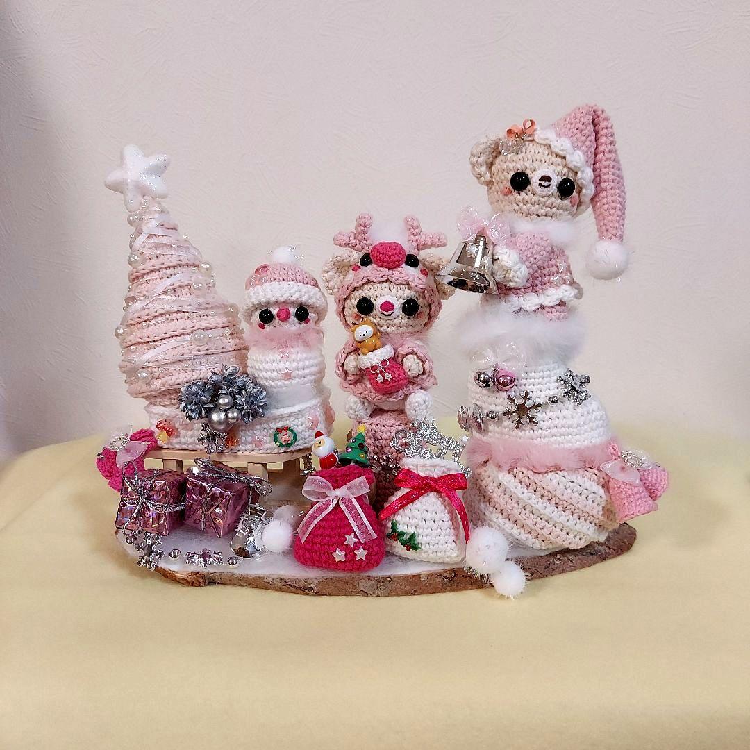 ハンドメイド　クリスマス　編みぐるみ　置物　インテリア　オブジェ