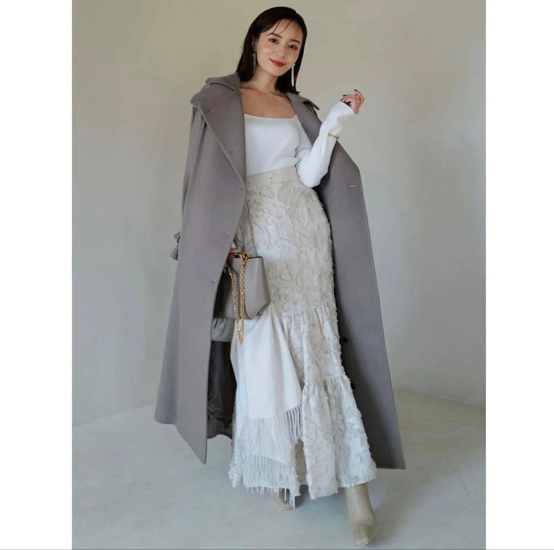 anuans 2023AW ウールトレンチコート　カーキグレーS