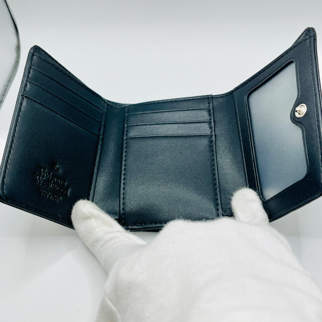 Vivienne Westwood 特価 がま口 定番 折財布 黒 型押しマット