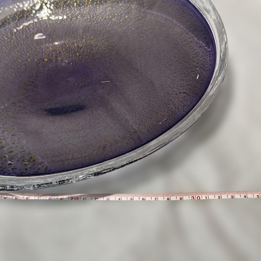 紫色の渦巻き模様ガラス皿