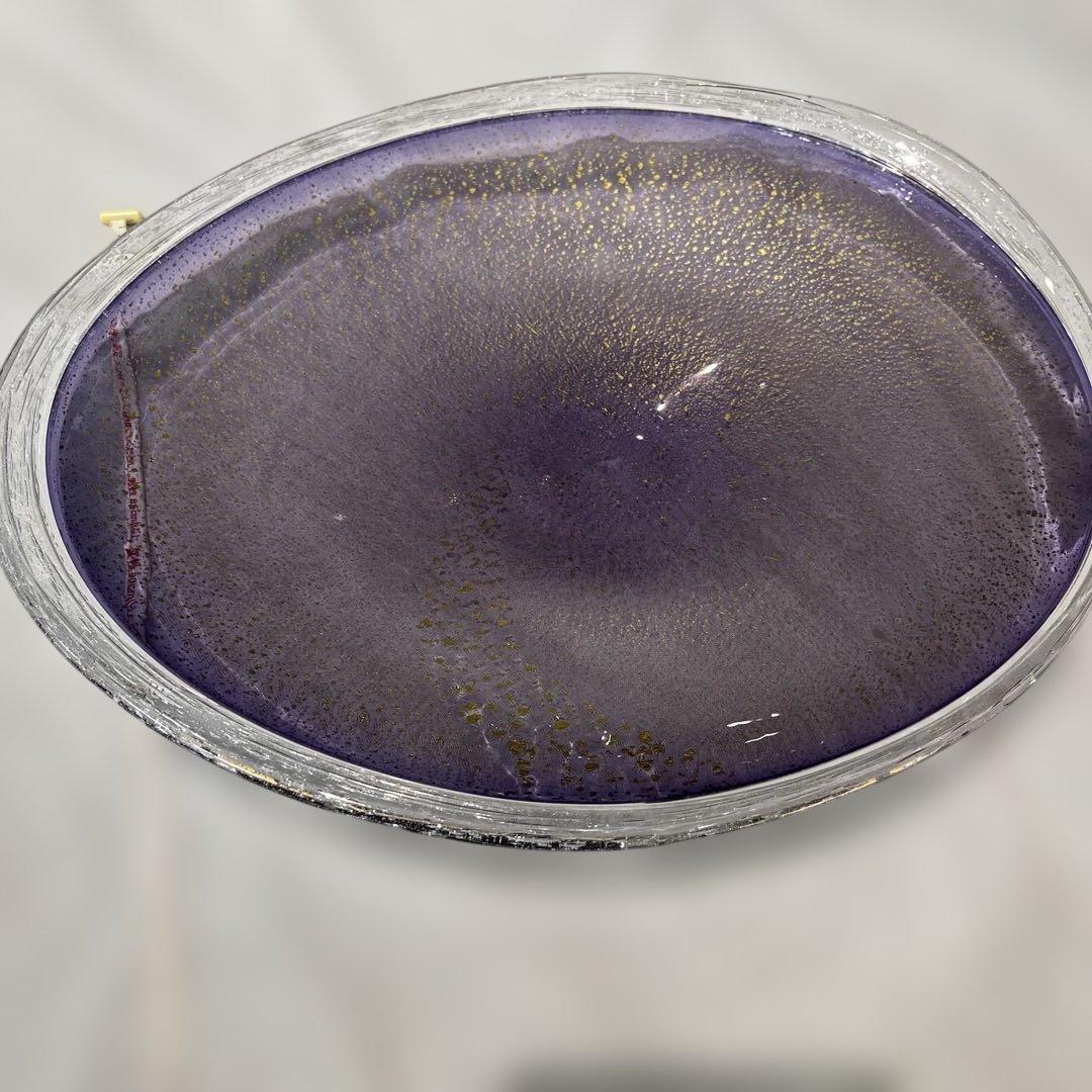 紫色の渦巻き模様ガラス皿