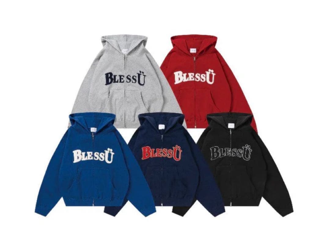 BlessÜ ブラック ジップパーカー　袋、タグ付き 新品未使用