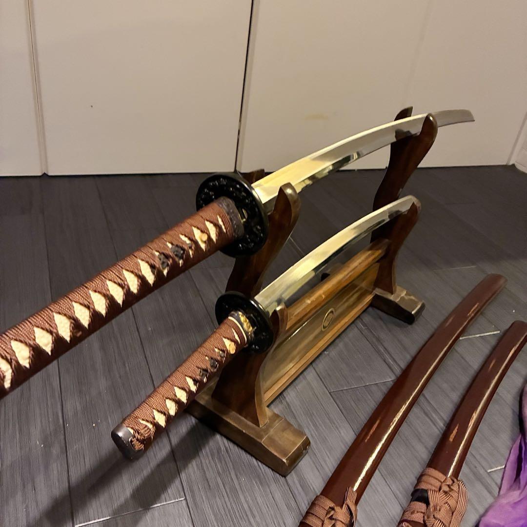 高級模造刀　居合刀　 美術刀剣　太刀　脇差　大小セット　深茶拵え