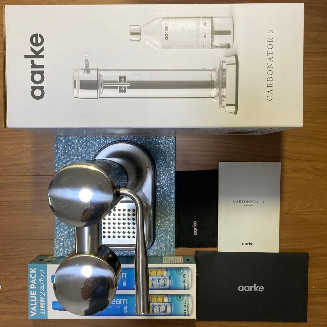 大幅値下ガスシリンダー２本付Aarke ステンレス炭酸水ボトル１本付説明書箱付