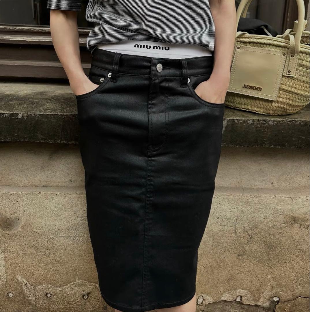 スカート ok.soon COATING DENIM MIDDLE SKIRT