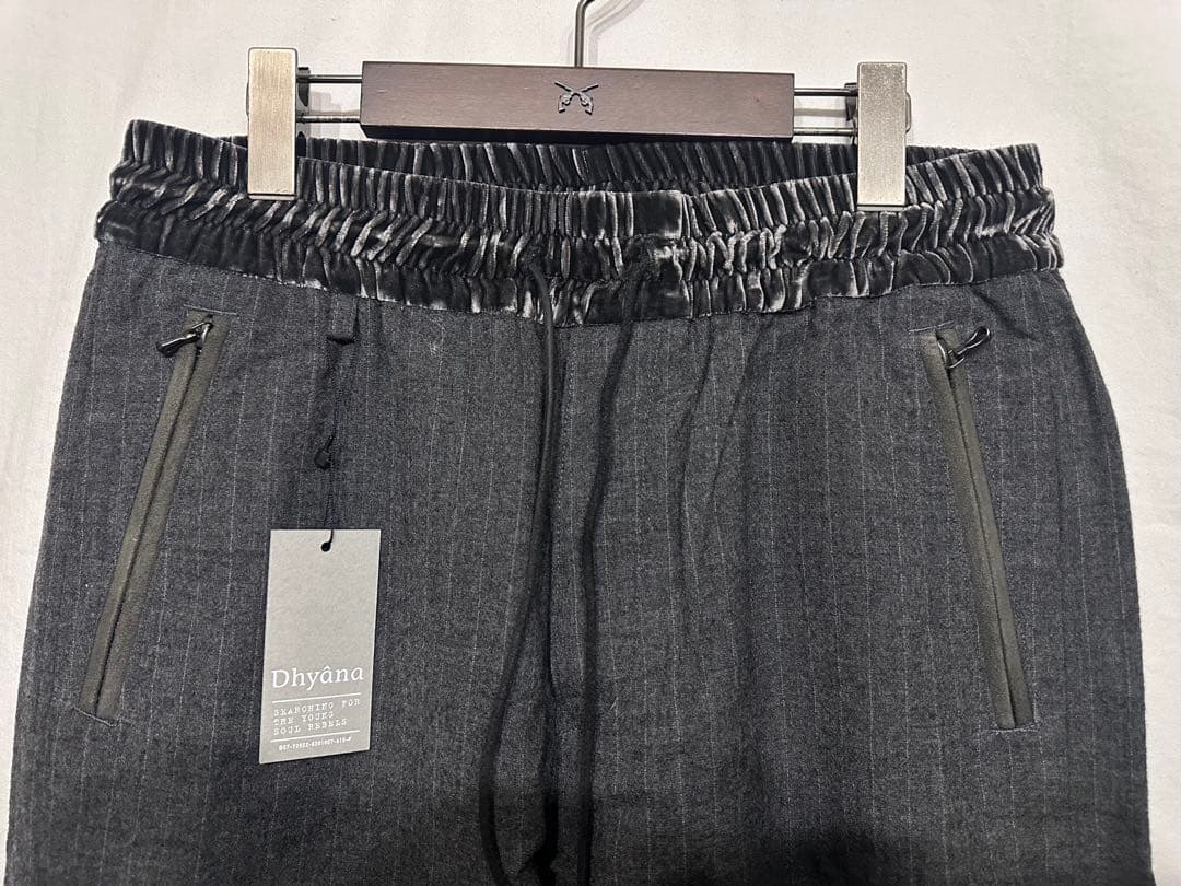 新品Dhyanaウールストライプサルエルリブパンツbacklashバックラッシュ