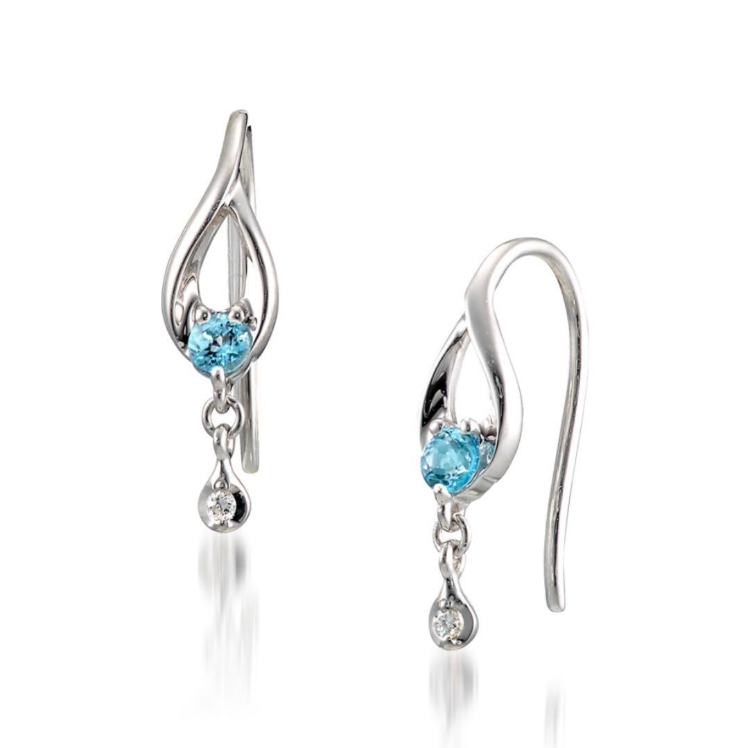 STAR JEWELRY k10 ピアス(ダイヤモンド・ブルートパーズ)