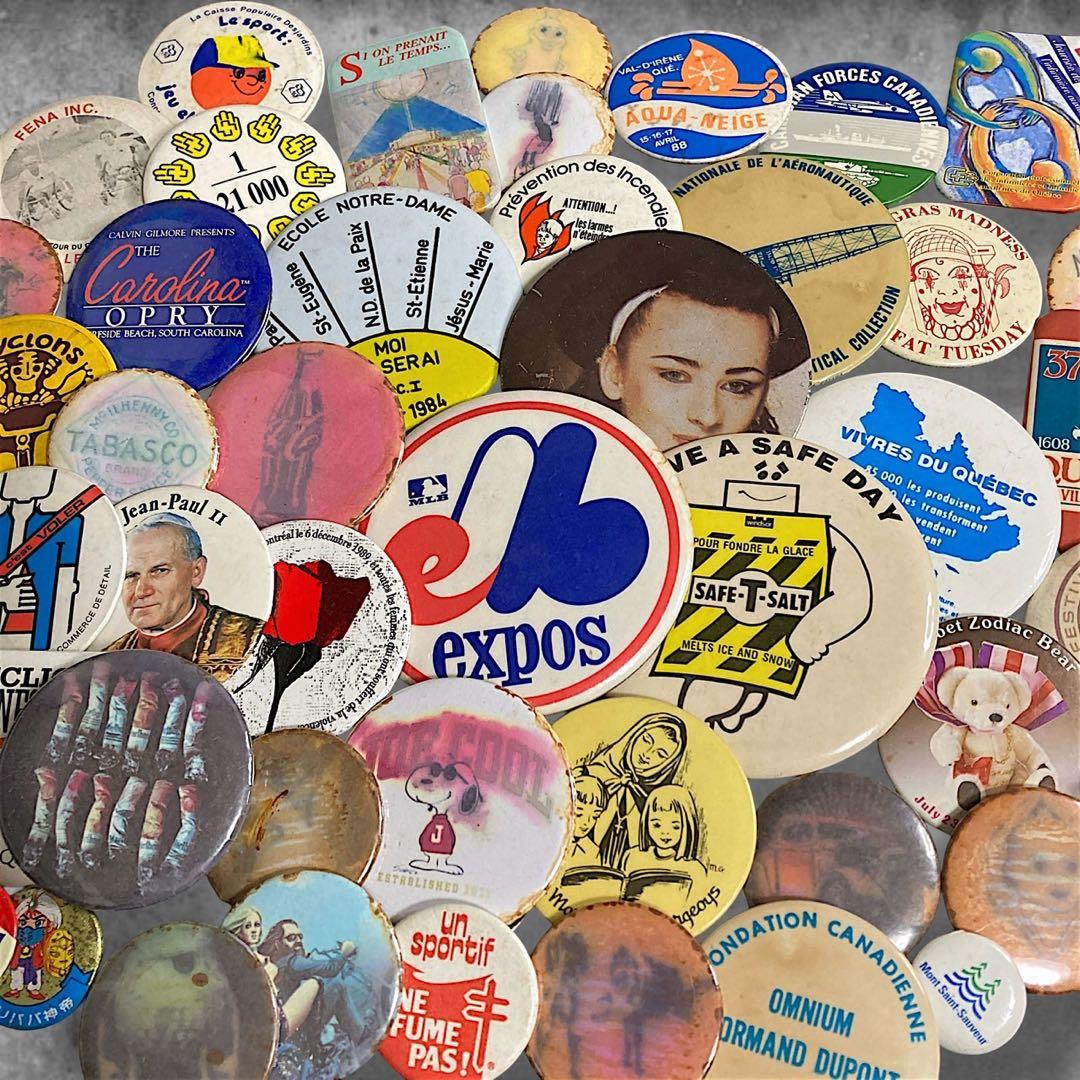 BQVF アメリカン 缶バッジ ビンテージ 古着 50個 セット アメカジ 雑貨