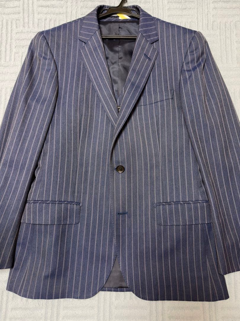 美品 ティノラス TENORAS ブルー ストライプ 3ピース