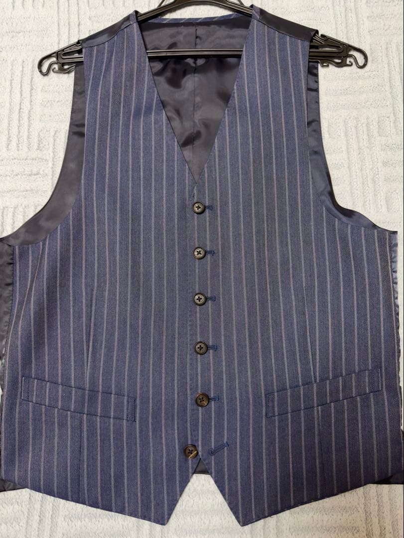 美品 ティノラス TENORAS ブルー ストライプ 3ピース