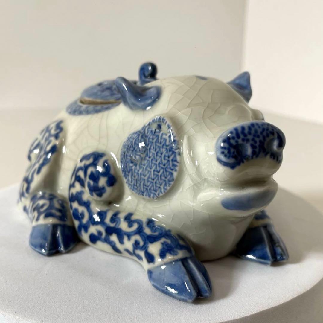 #XG446 古染付・猪型香炉・古染付・伊万里・香炉・骨董・中国古玩