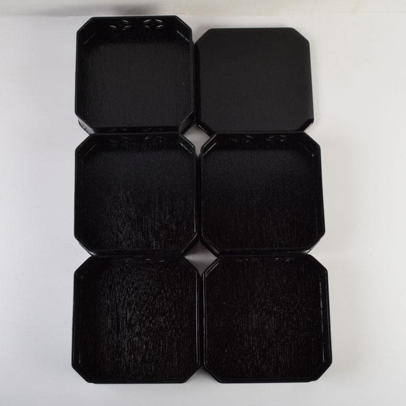 茶道具　漆塗　七宝透かし　縁高重　五段重　箱付　N　9148