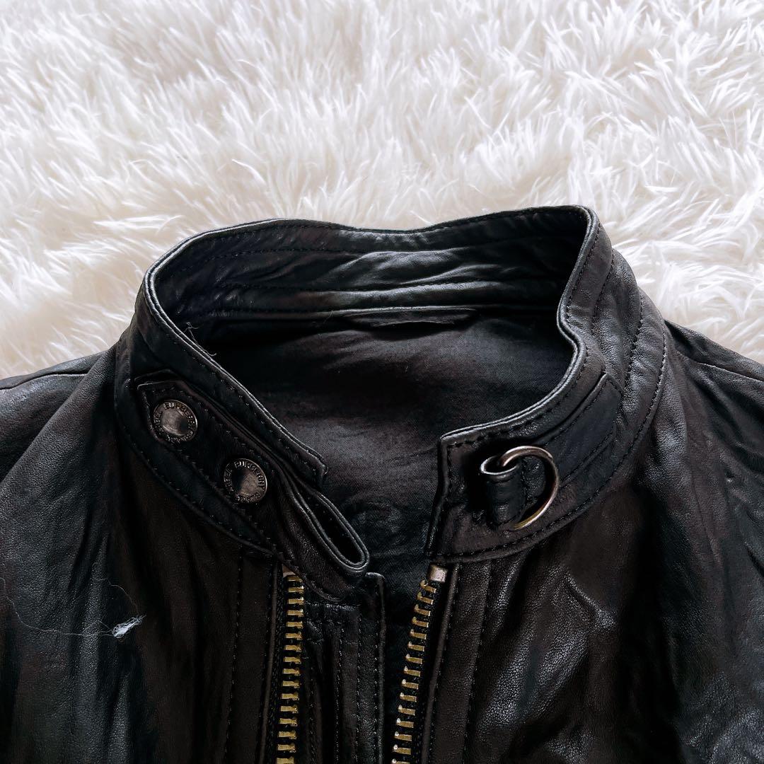 【BURBERRY BLACK LABEL】ライダース 羊革 黒 2way M