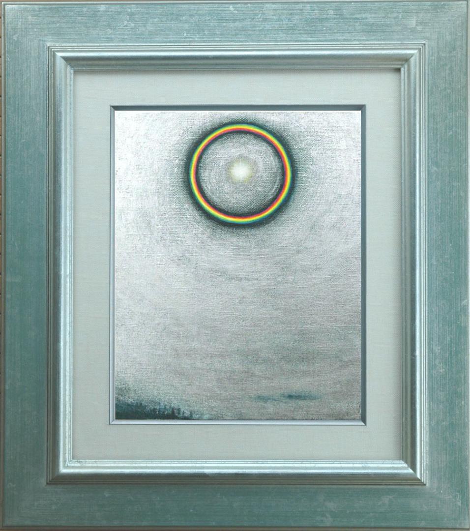 油絵 菅家令子 絵 絵画インテリア額付(白) F3-S102023 風景祈り希望