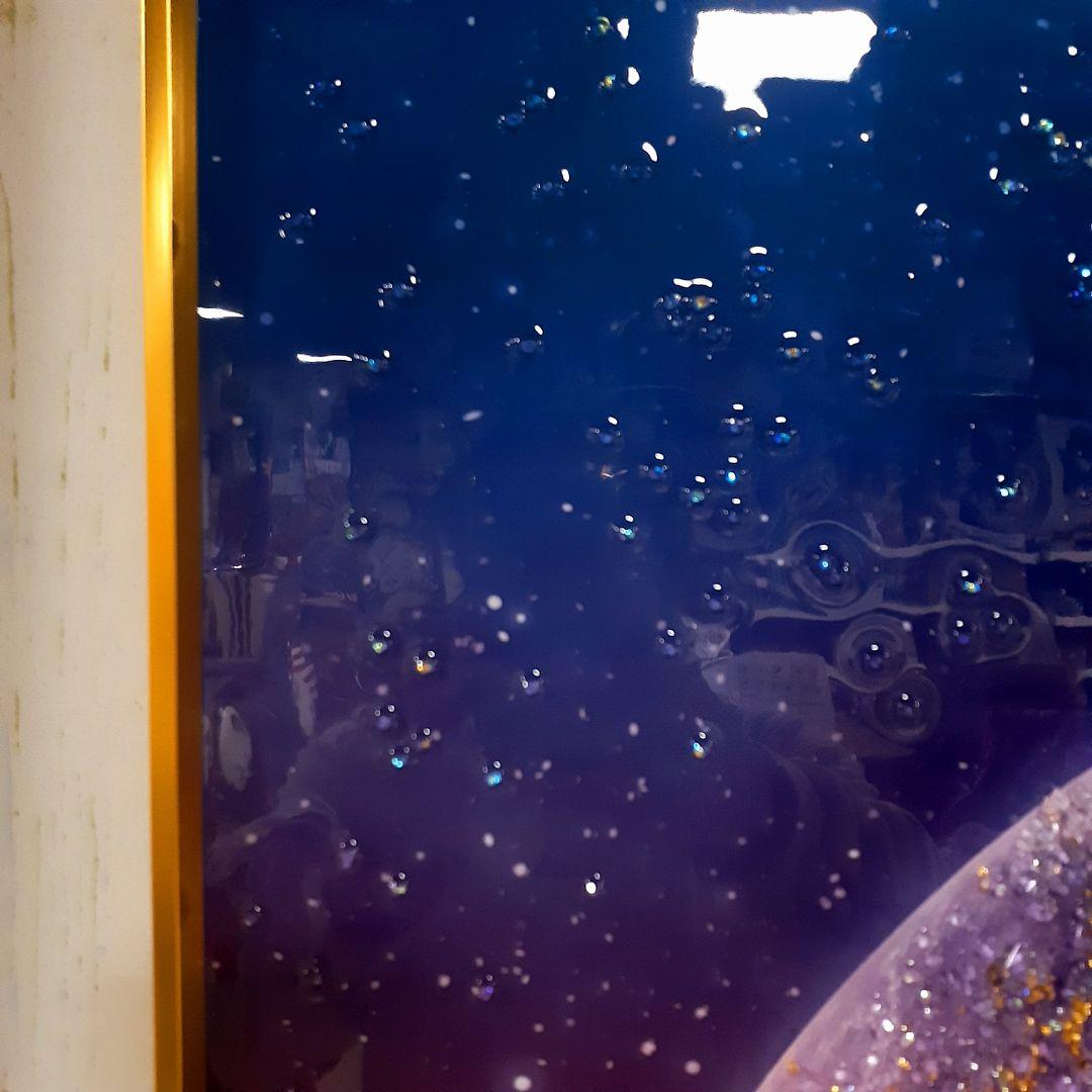 輸入雑貨　天然石　『神秘的な月』　風景画　水晶石　クリスタル　フレーム付き