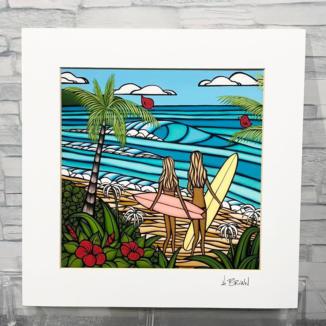 Heather Brown ヘザーブラウン 純正額 サイン入り ハワイアン雑貨