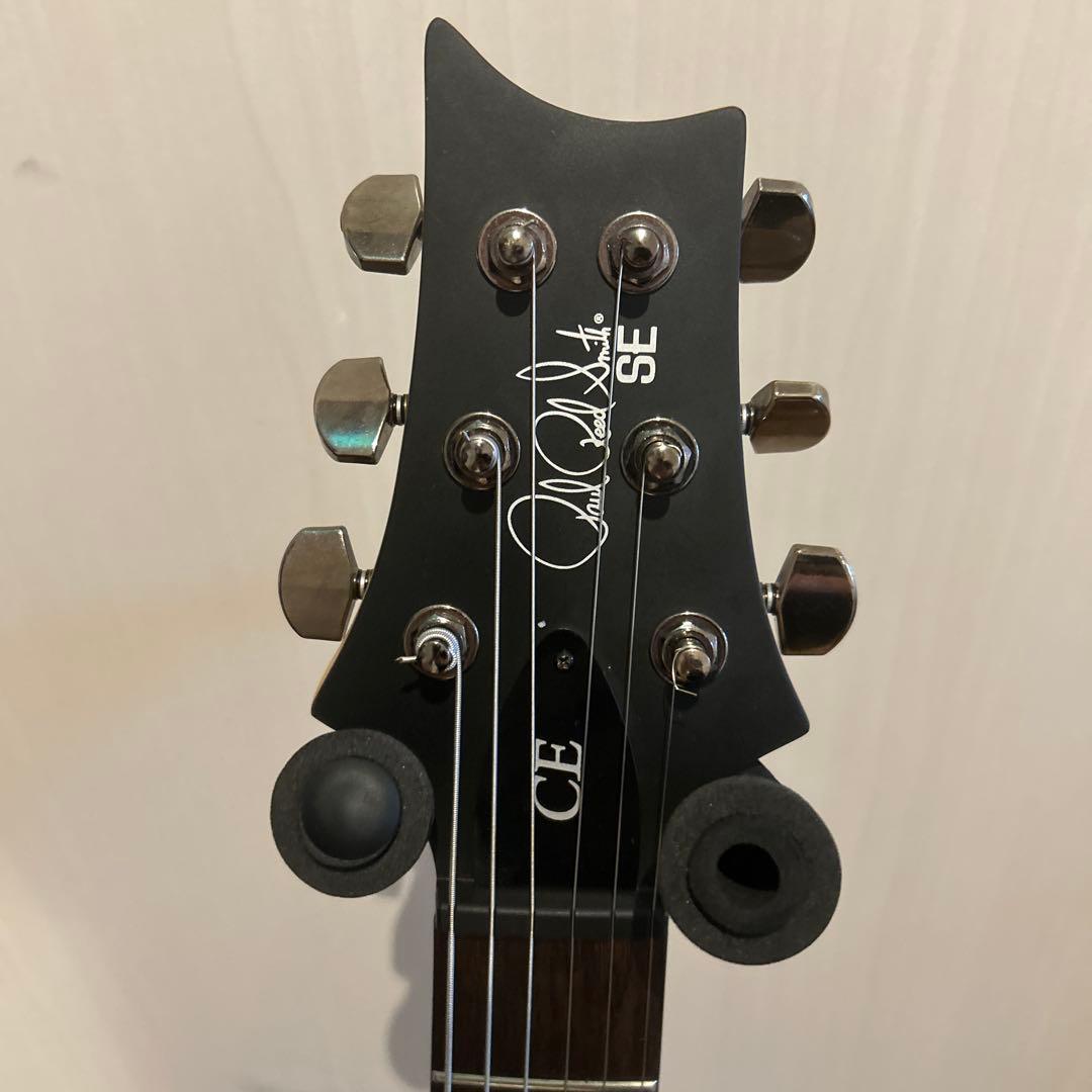 PRS SE CE エレキギターブラック/ホワイトストライプ※純正ソフトケース付