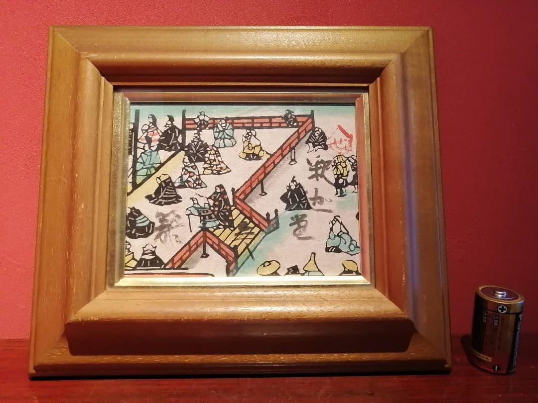 芹沢銈介・作　「極楽から来た」挿絵のうち“釈迦堂参籠(さんろう)”額装