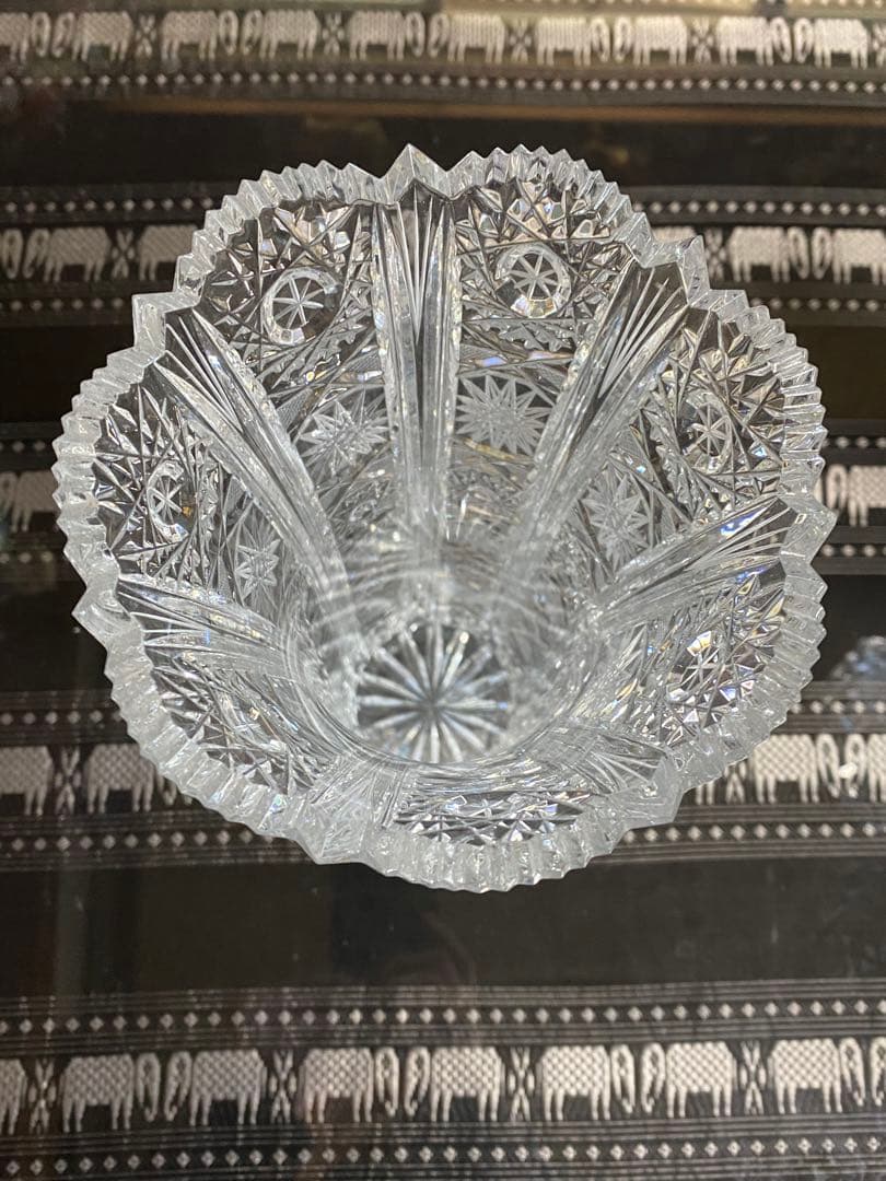 値下！ラスカボヘミア　希少　チェコスロバキア　レトロ切子　ガラス花瓶　高28cm