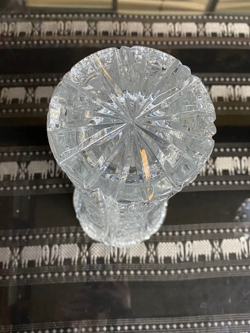 値下！ラスカボヘミア　希少　チェコスロバキア　レトロ切子　ガラス花瓶　高28cm