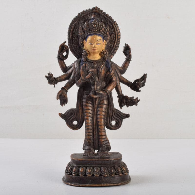 仏教美術　古銅彩色　インド神　ドゥルガー像　仏像　V　8923